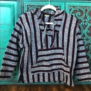 Striped hooded pancho